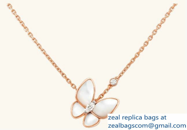 VanCleef & Arpels Two Butterfly Pendant Necklace Pink Gold - Click Image to Close